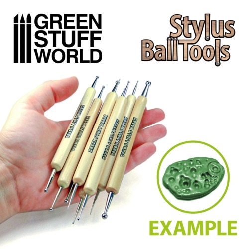 Preview: Green Stuff Ball STYLUS Modellierwerkzeug Satz 8- tlg.